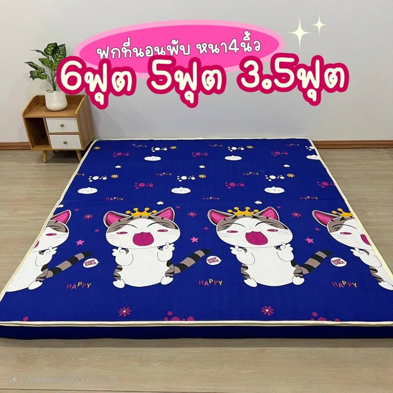 ฟูกที่นอนหนา4นิ้วพับเก็บได้ 6ฟุต 5ฟุต 3.5ฟุต