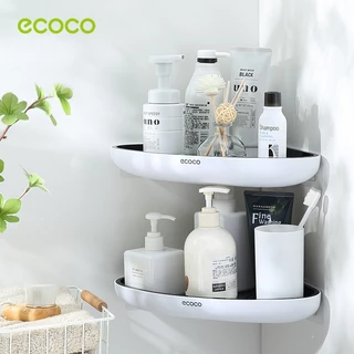 ecoco ชั้นวางของในห้องน้ำ ที่วางของในห้องน้ํา การออกแบบกลวง กันน้ำกันขึ้นรา ที่วางของเข้ามุมสามเเหลี่ยม รุ่น E2030