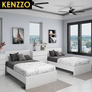 พร้อมส่ง KENZZO: Snow series เตียง เตียงนอน แบบมีหัว/ไม่มีหัว ลิ้นชัก นอน2ชั้น ดึงออก-เก็บได้ ขนาด 3 ฟุต สไตล์มินิมอล