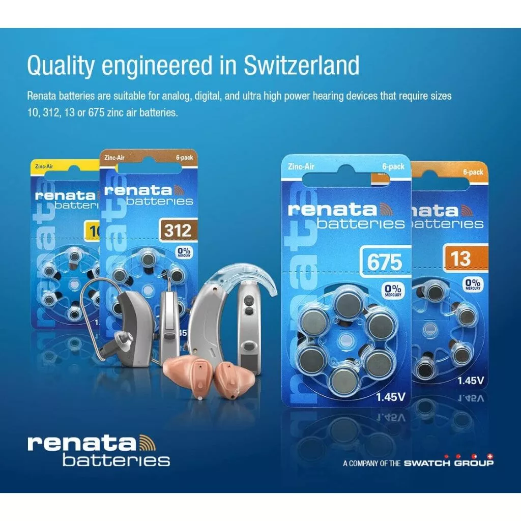 ถ่านเครื่องช่วยฟัง Renata ZA10 / ZA13 / ZA312 / ZA675 1.45V thumbnail 4