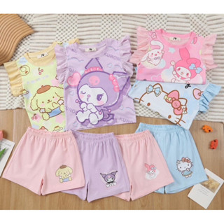 J24 ชุดเด็ก ชุดแขนสั้นเด็ก ผ้านิ่มเด้ง เสื้อแขนสั้นพิมพ์ลายแ…