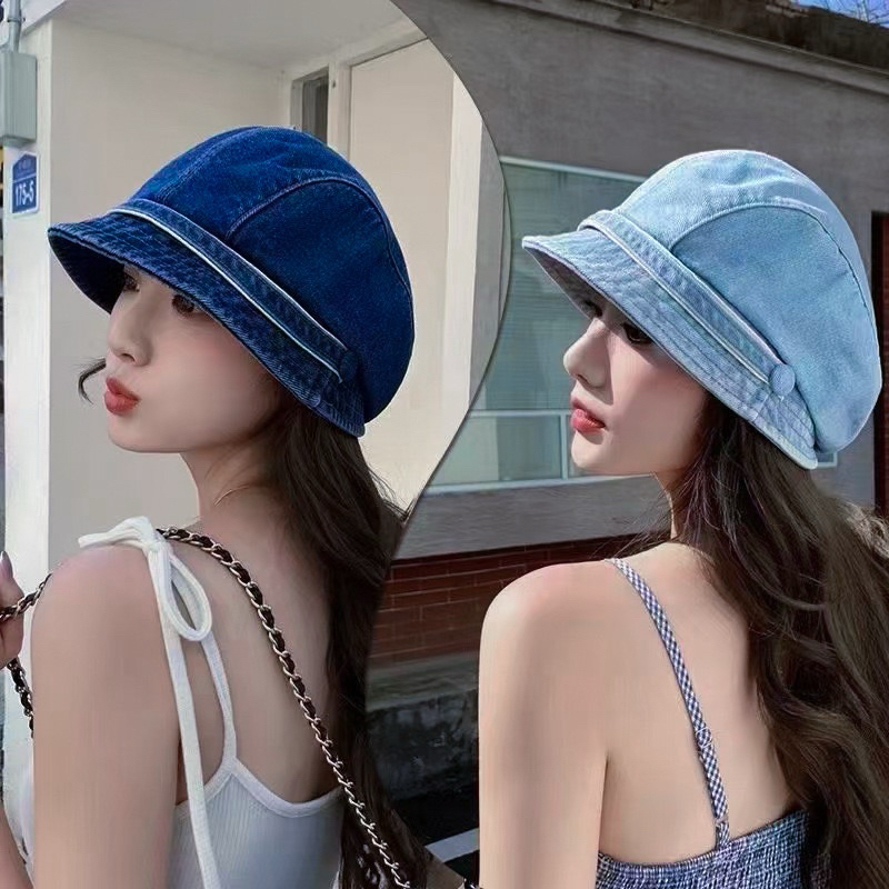 (CO) หมวกบักเก็ตยีนส์ ใส่ได้2แบบ เปิด-ปิดหน้าได้
