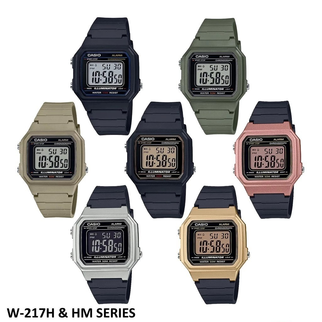 แท้ศูนย์ CASIO นาฬิกาข้อมือ ชาย/หญิง General W-217 W-217h W217 รุ่น W-217HM ชาย ของแท้ รับประกัน cmg 1 ปี