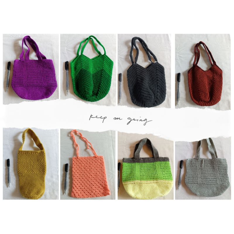 กระเป๋าถักโครเชต์ แฮนด์เมด 100%
