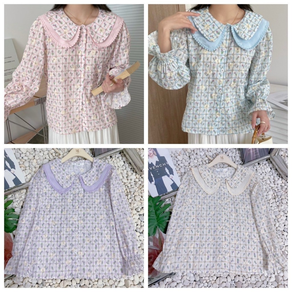 ป้าย My Shop เสื้อผ้าคอตตอนลายทิวลิปปักดอกไม้นูนแต่งปก 2 ชั้น อก 40 นิ้ว ยาว 24 นิ้ว