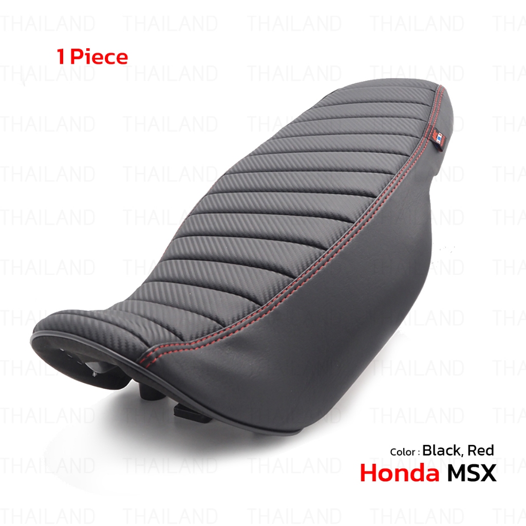 เบาะรถมอเตอร์ไซค์ MSX ปาดลูกฟูกด้ายแดง 1 ชิ้น สีดำ สำหรับ Honda MSX Grom MSX125 SF ปี 2017-2020