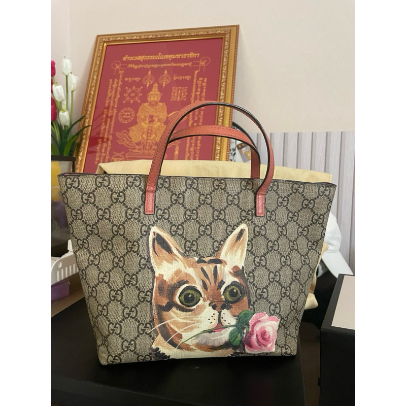 Gucci tote kidลายแมวคาบกุหลาบ หายากสุดๆ