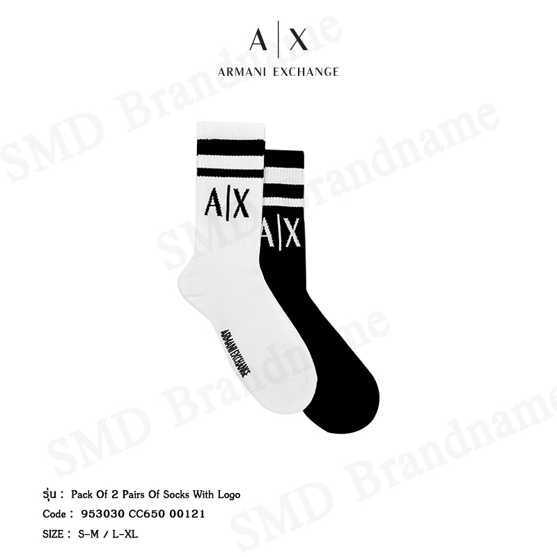 Armani Exchange ถุงเท้าข้อยาว รุ่น Pack Of 2 Pairs Of Socks With Logo Code: 953030 CC650 00121