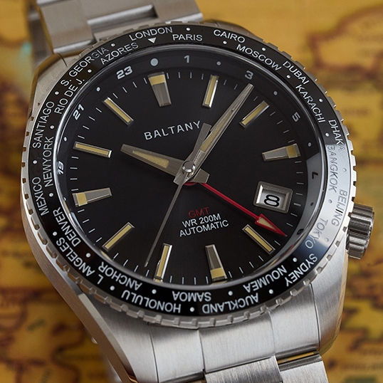 [Pre-order][ออโต้] Baltany S6083 GMT World Time 40MM GL AR Dome Sapphire NH34 200M