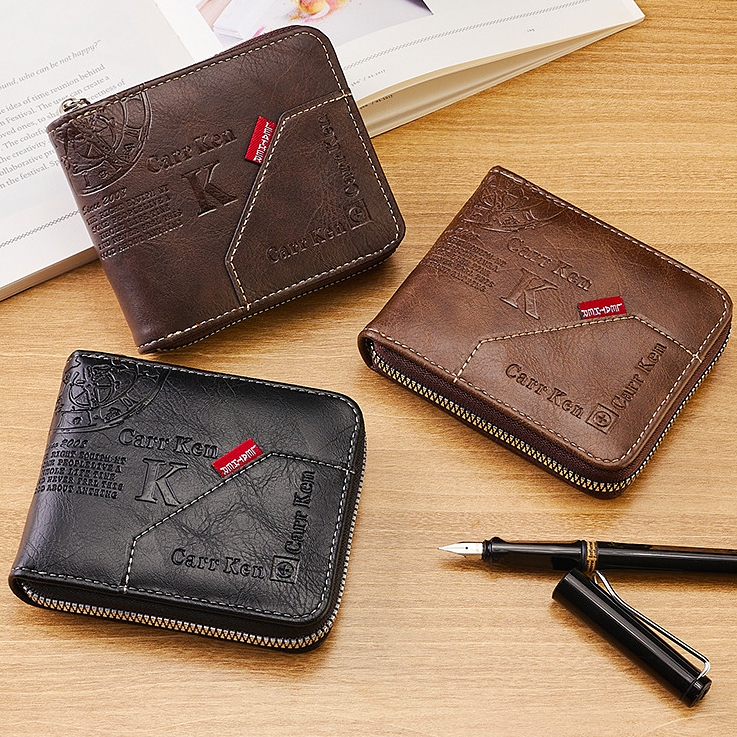 【iFashion】กระเป๋าสตางค์ผู้ชาย กระเป๋าสตางค์หนัง PU พร้อมซิป กระเป๋าสตางค์แบบลำลอง มีสไตล์ กระเป๋าใส่เงินแบบคลาสสิกWallet