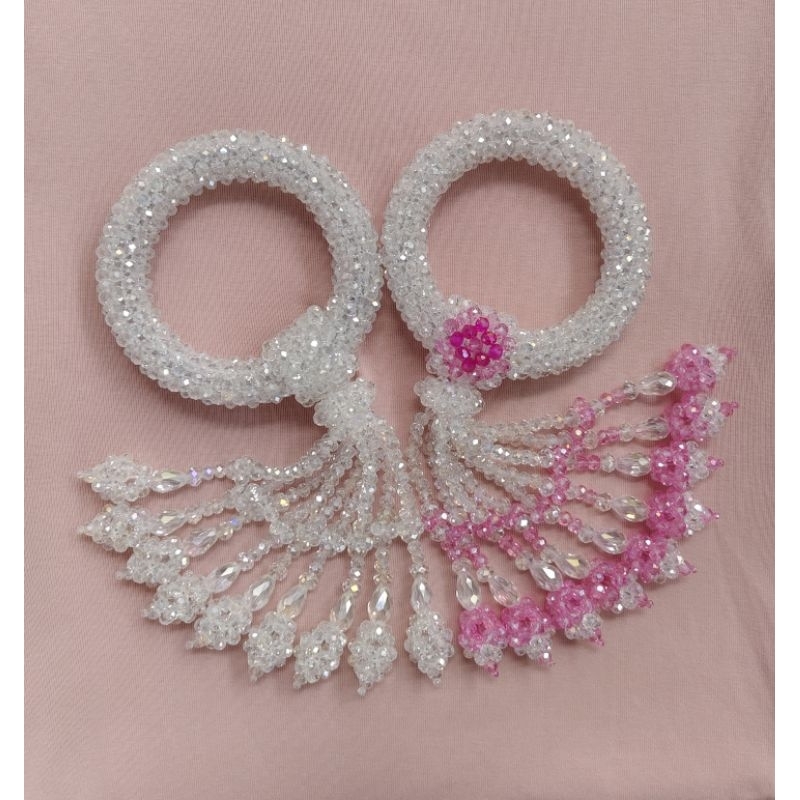 พวงมาลัยคริสตัล พวงขาวใหญ่ (8มิล)    (Size XL และ XXL)