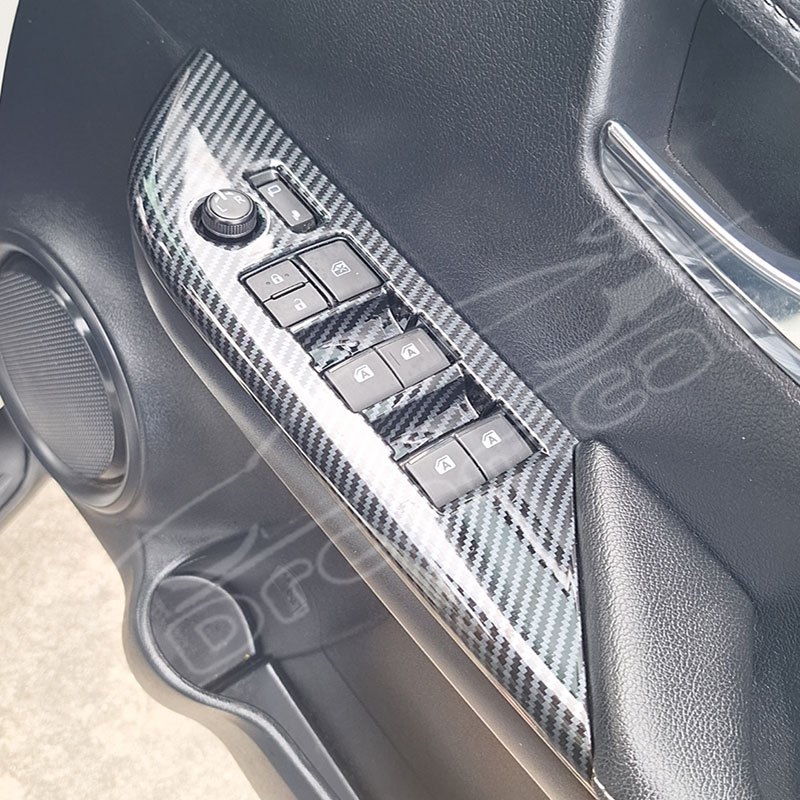 【หางเสือขวา】Toyota Hilux 2016-2025 ฝาครอบสวิตช์หน้าต่างพวงมาลัยคาร์บอนไฟเบอร์อุปกรณ์ตกแต่งตกแต่งภายใน - รูปที่ 5