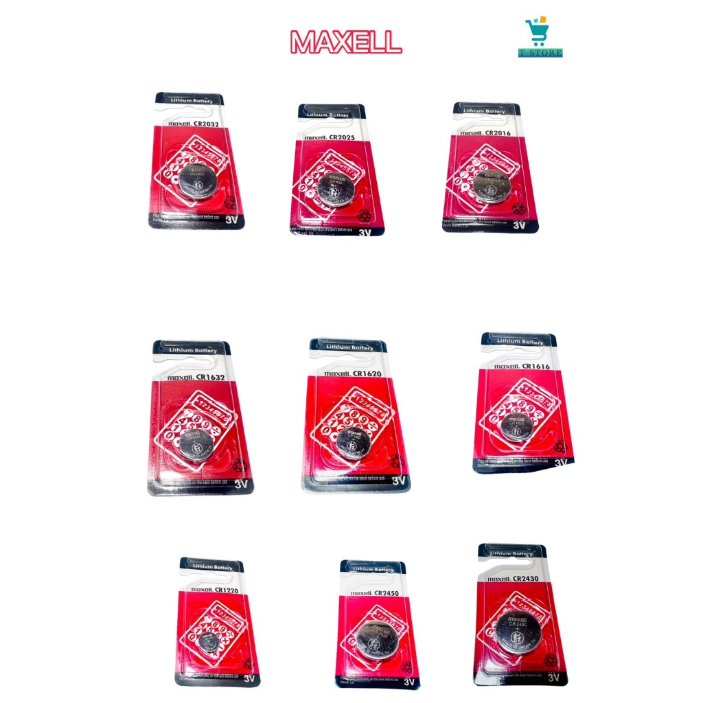 ถ่านกระดุม Maxellแพคเดี่ยว lithium battery 3Vสำหรับใส่รีโมทรถ รีโมทเซลฟี่ นาฬิกาและอุปกรณ์ไฟฟ้า