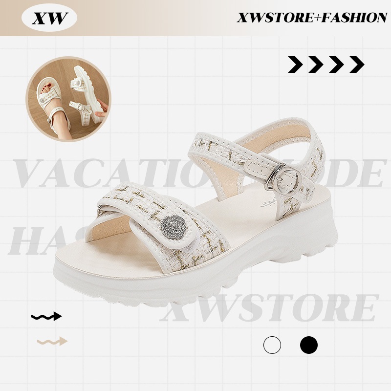XWshopee ส่งจากไทย รองเท้าแตะผู้หญิงแฟชั่น ดีไซน์สวย สายรัดส้นน่ารัก โทนสีอ่อนโยนมาก สินค้าราคาไม่แพงแบบนี้ รีบเลย