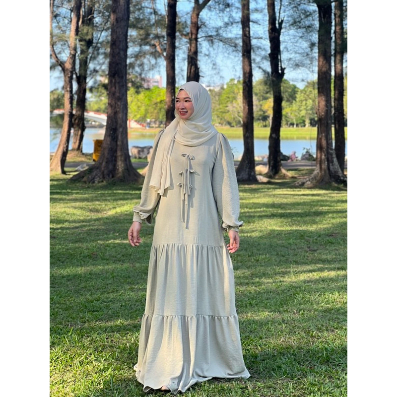 JiNA เดรสผ้าสลาฟ งานพริ้ว งานมีน้ำหนัก