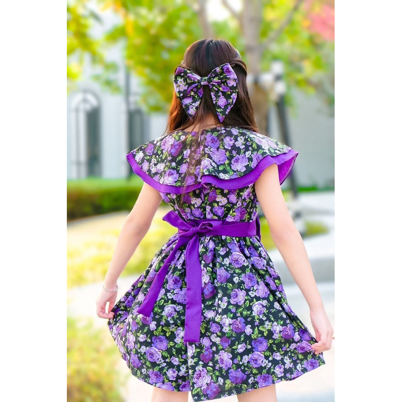 (รหัสAy)ชุดเดรสทองกวาวเด็กผู้หญิง ใส่ทำกิจกรรม ใส่ต้อนรับซัมเมอร์ เที่ยวทะเล น่ารักมาก - รูปที่ 3