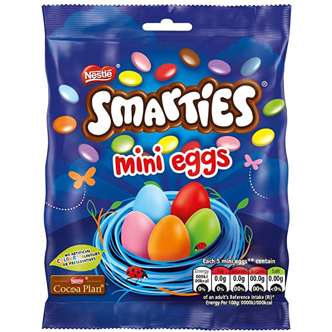 Smarties Mini Eggs Milk Chocolate Sharing Pouch Nestle 80 G.