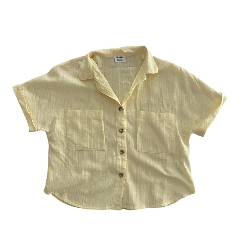 เสื้อคอปก สีเหลือง แบรนด์ Cotton on XXS Oversized