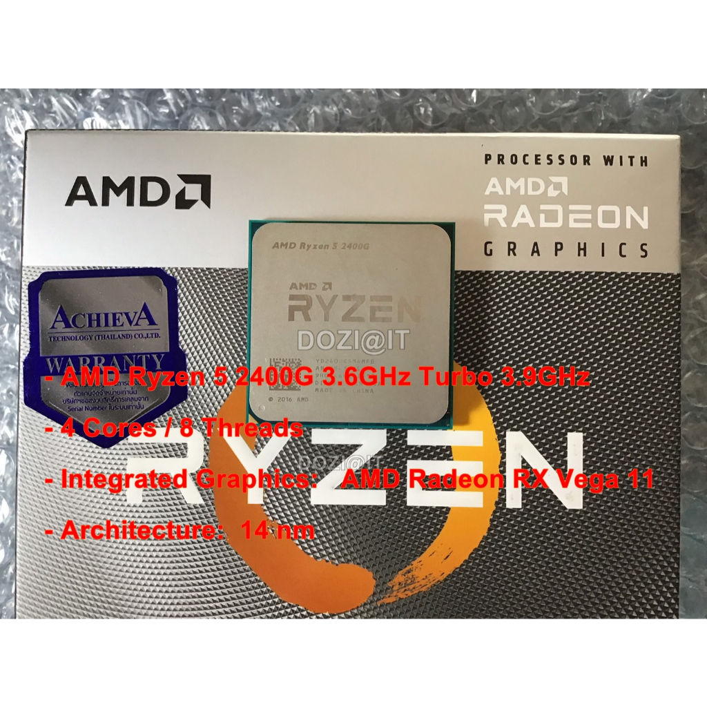 CPU มือสอง • AMD Ryzen 5 2400G+Heat Sink CPU AMD ซิงค์พัดลมซีพียู (Original)(ไม่มีกล่องCPU)