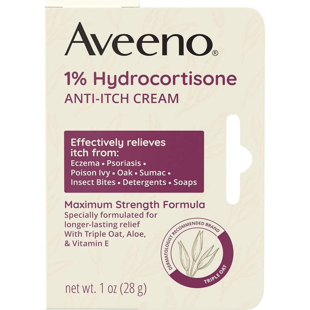 Exp.07/2026 ครีมทาแก้แพ้ Aveeno 1% Hydrocortisone Anti-Itch Relief Cream