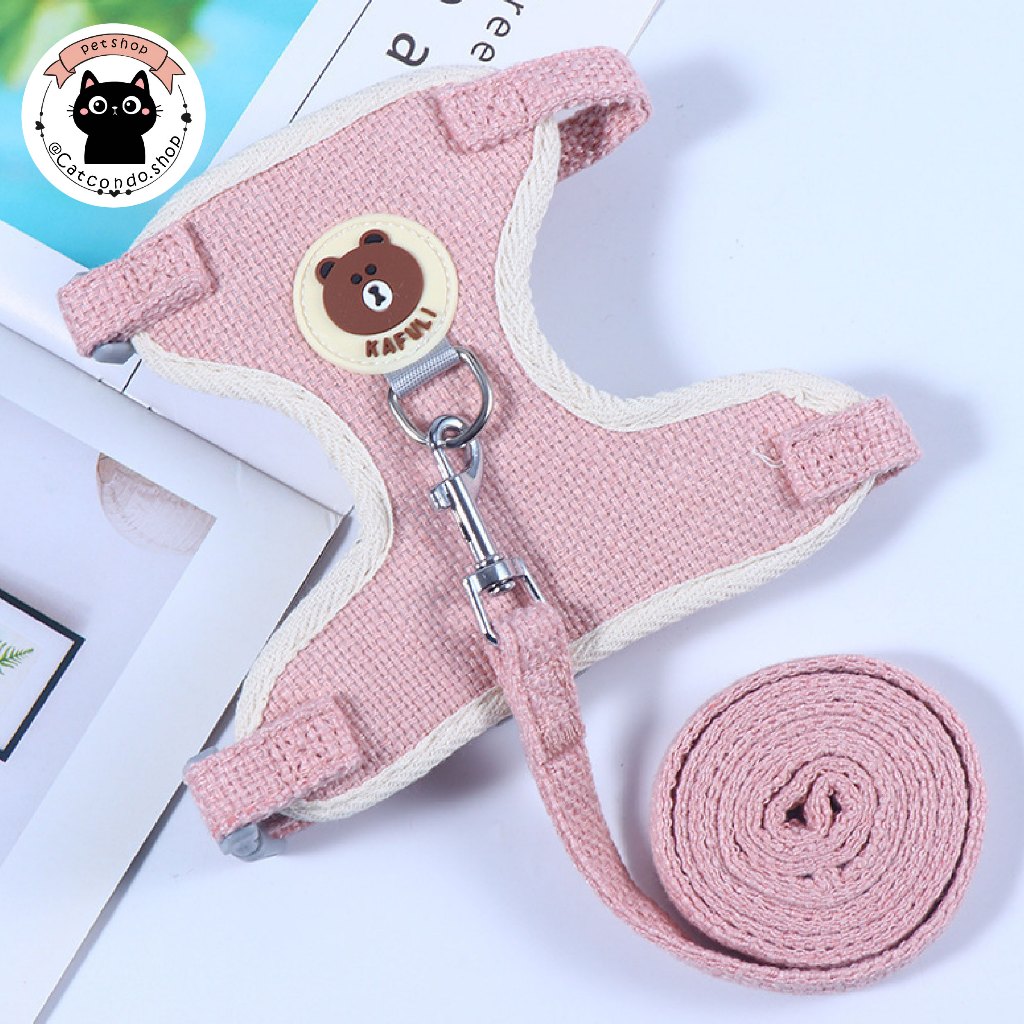 🌵 สายจูงแมวรัดอก สายจูงแมว สำหรับสัตว์เลี้ยง ลายหมี ฟรีไซส์ 6-12กก. พร้อมสายจูง 🌵 - รูปที่ 4