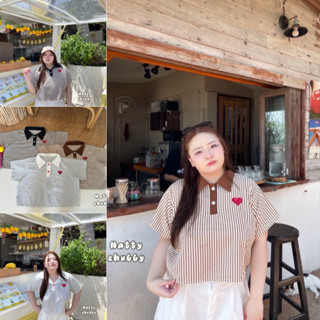 ลดแรงโปรเปิดร้านเสื้อครอปเชิ้ต ผ้าลายริ้ว แต่งปกสีพื้น ปักลา…