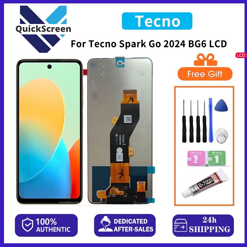[QS] หน้าจอ LCD ต้นฉบับสำหรับ Tecno Spark Go 2022/2023/2024 BG6/Spark 6 Air/10 Pro/10C พร้อมเครื่องม