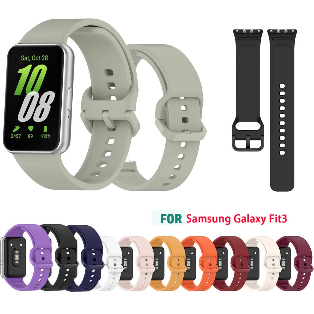 สายซิลิโคน สําหรับ Samsung Galaxy Fit 3 Fit3 SM-R390 การเชื่อมต่อโลหะ นุ่ม กันน้ํา กีฬา แฟชั่น สมาร์ทวอทช์ สายรัดข้อมือ – โปรปัง