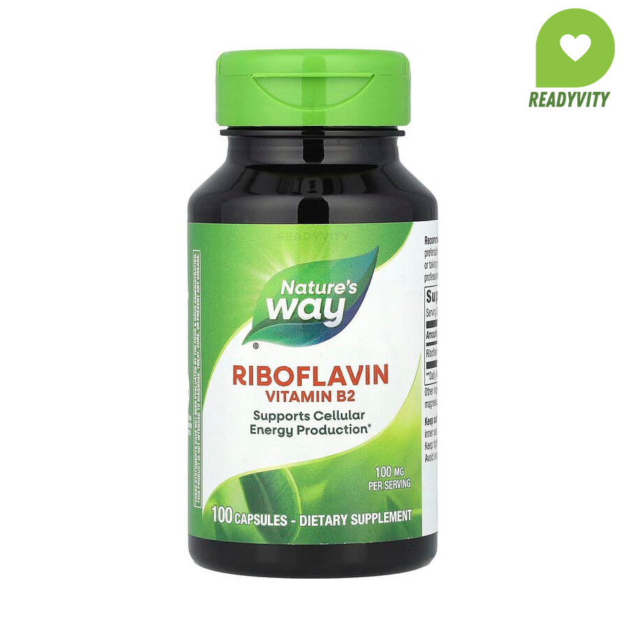 Nature's Way, Riboflavin, Vitamin B2, 100 mg, 100 Capsules