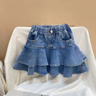 พร้อมส่ง 🇹🇭 กระโปรงยีนส์เด็กผู้หญิง กระโปรงยีนส์เด็ก สองชั้น เนื้อผ้าดี