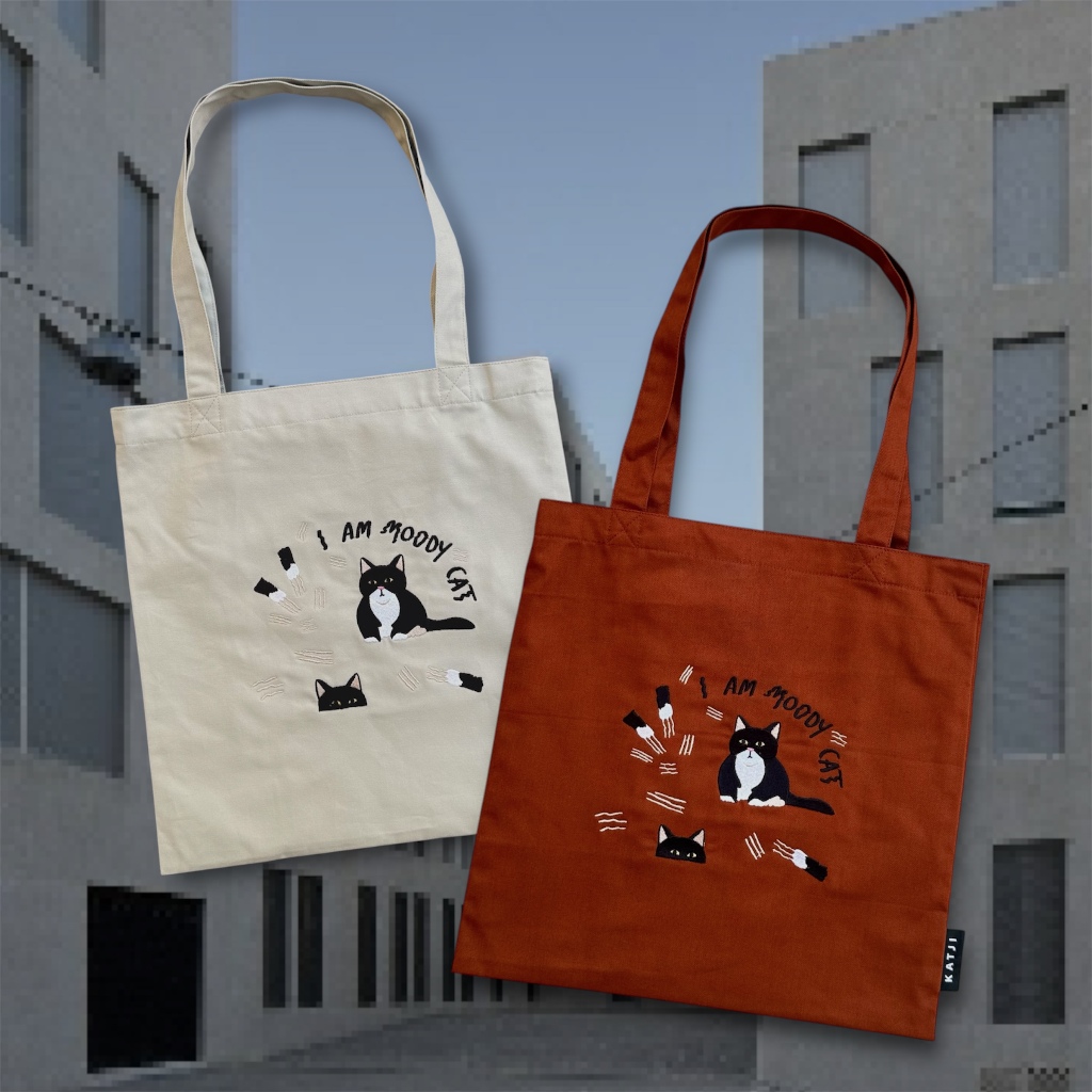 (ดูCODEที่หน้าร้านค้า) katji / พร้อมส่ง Tote bag กระเป๋าย่าม : ปักลาย