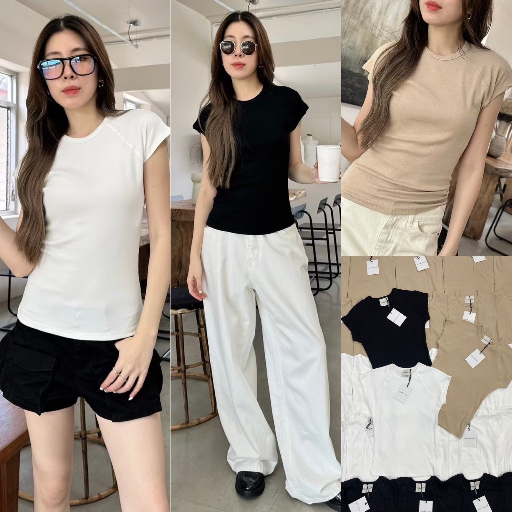 VL เสื้อครอปคอกลมแขนสั้นผ้าร่องทรงเบสิคสุดฮิต ทรงนี้เป็นทรงฮิตที่ ใส่ได้ตลอด เก็บทรงสวย เนื้อผ้าดีสุดๆ