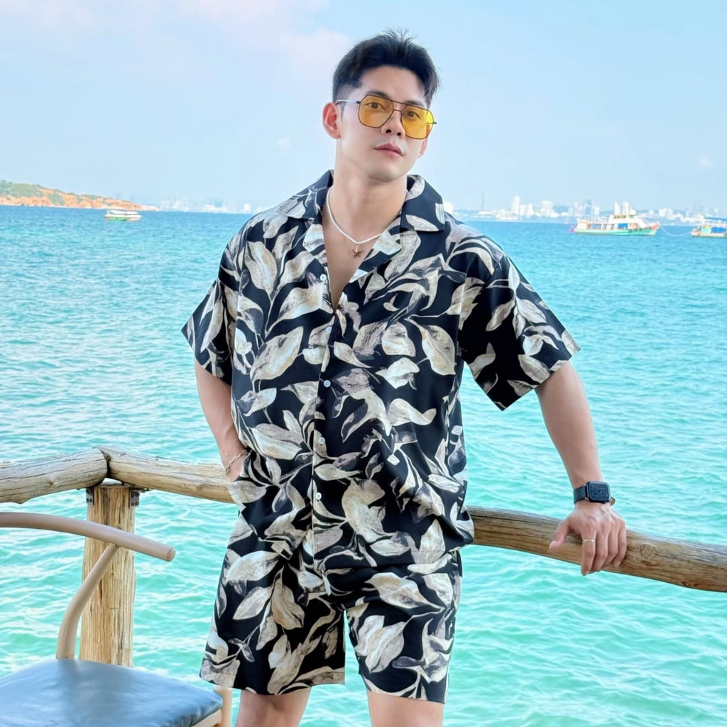 AMTAR ชุดเซ็ตฮาวาย Summer 2026 เสื้อกางเกง ผ้าไหมอิตาลี ใส่ไปทะเล เล่นน้ำสงกรานต์ Fashion Summer Set Clothing Man รูปที่ 5