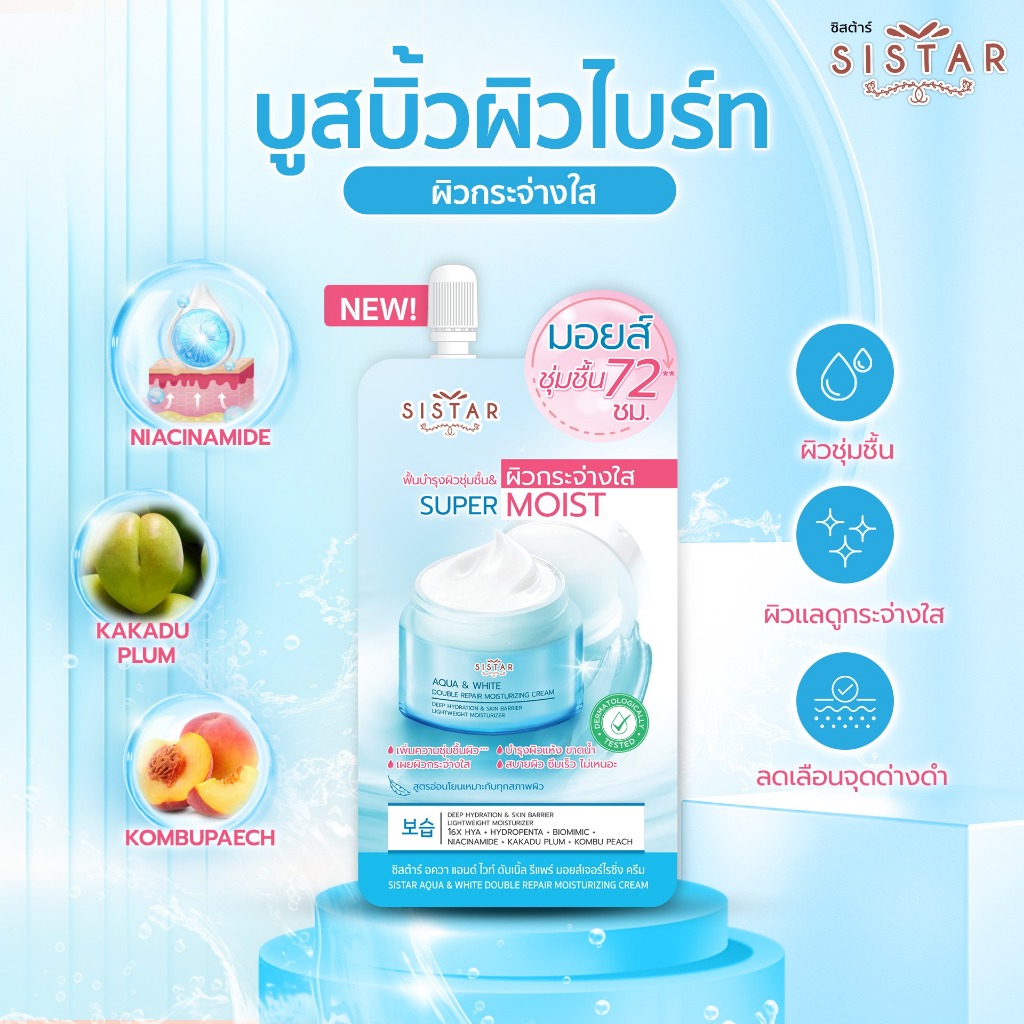 Sistar Official ซิสต้าร์ ซุปเปอร์ มอยส์ เจอร์ไรซิ่ง ครีม สำหรับทุกสภาพผิวมีให้เลือก 3 สูตร (2 ซอง) ราคา ถูกที่สุด ดีลบีเคเค แกลเลอรีภาพที่ 5