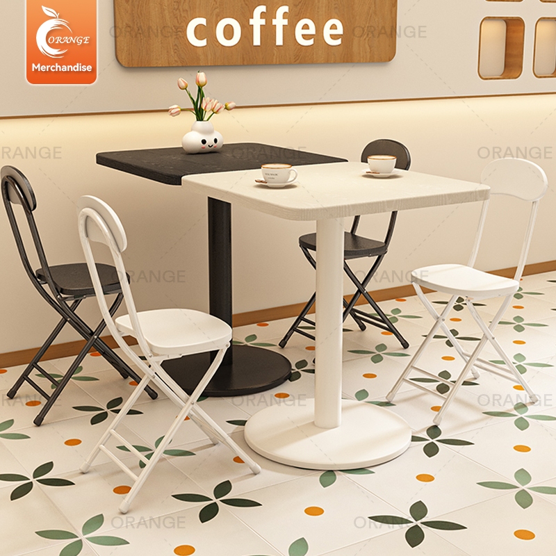Orange โต๊ะกาแฟทรงเหลี่ยม โต๊ะกินข้าว ขนาด สไตล์เรียบง่ายและมินิมอล โต๊ะไม้โครงขาเหล็ก แข็งแรง