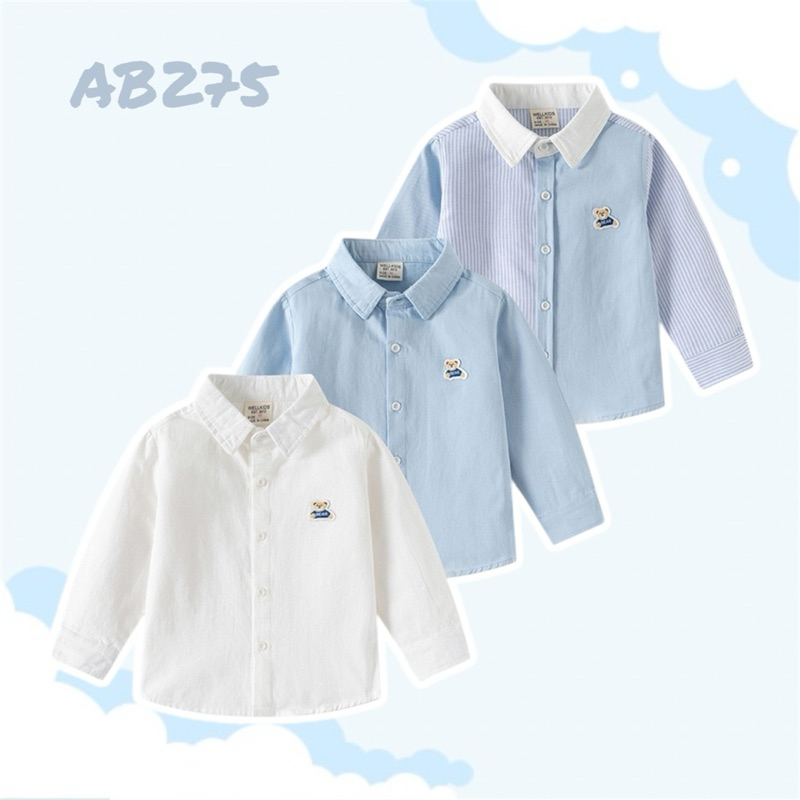 AB275 เสื้อเชิ้ตแขนยาวเด็ก เสื้อผ้าแฟชั่นเด็ก ออกงาน สินค้าพร้อมส่งในไทย 🇹🇭