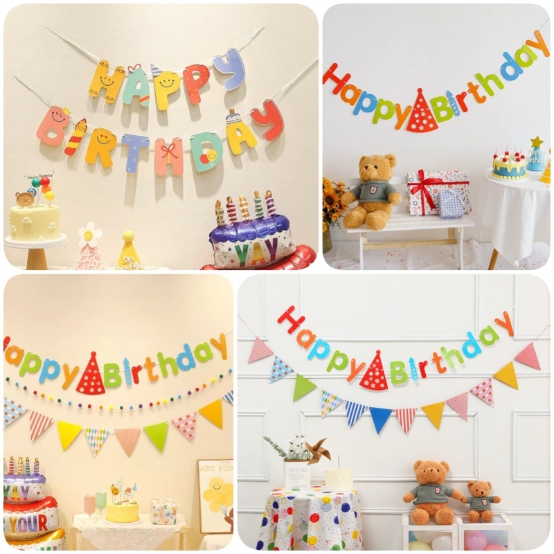 (ส่งเร็วจากกรุงเทพ)มี 4 แบบ ป้าย ตกแต่ง hbd ของ ตกแต่ง วันเกิด ของ ตกแต่งงาน เลี้ยง จัดงาน วันเกิด b