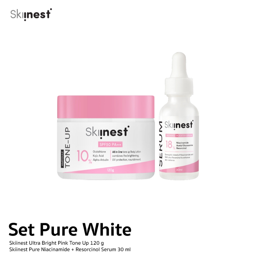 Skiinest Set Pure White - Skiinest Ultra Bright Pink Tone Up 120 g + Skiinest Pure Niacinamide + Res