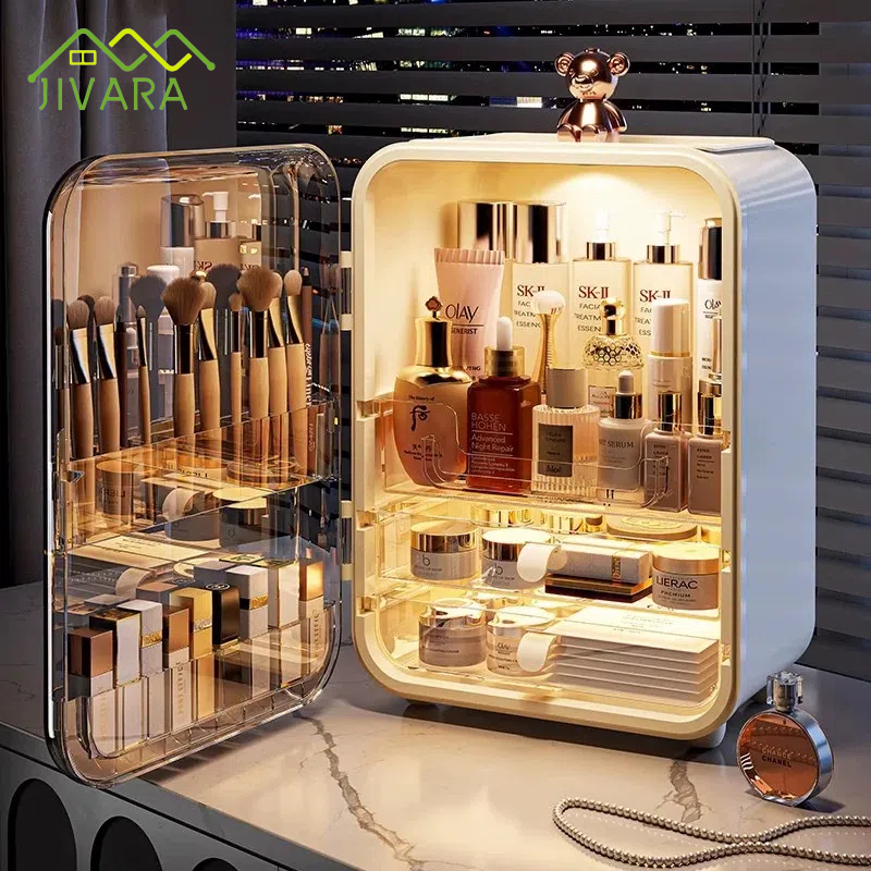 JIVARA กล่องเก็บเครื่องสำอาง กล่องเก็บสกินแคร์ กันน้ำ กันความชื้น กันฝุ่น มีลิ้นชัก กล่องเครื่องส
