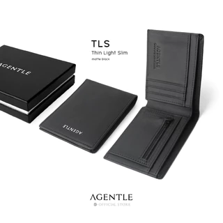AGENTLE TLS WALLET กระเป๋าสตางค์หนังวัว ผิวนุ่มบางเบา สีดำเมท (พร้อมกล่อง) แบงค์-บัตร-เหรียญ