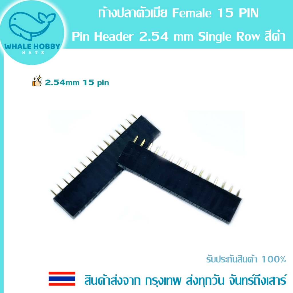 ก้างปลาตัวเมีย Female 15 PIN Pin header 2.54 mm พินเฮดเดอร์ ขาเสียบบอร์ด Single Row สีดำ สินค้าพร้อมส่ง !!!