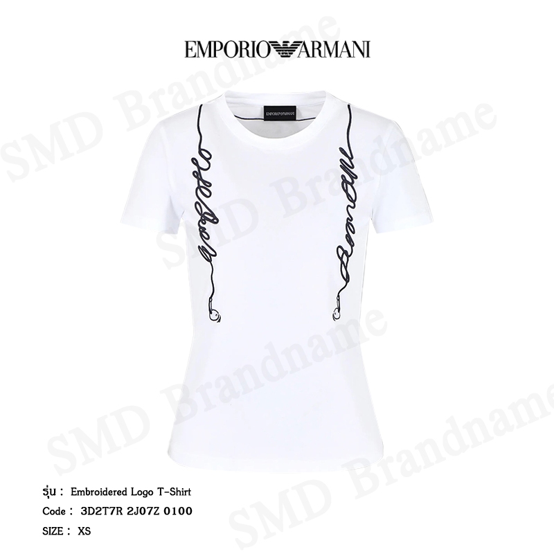 Emporio Armani เสื้อยืดคอกลม รุ่น Embroidered Logo T-Shirt Code: 3D2T7R 2J07Z 0100
