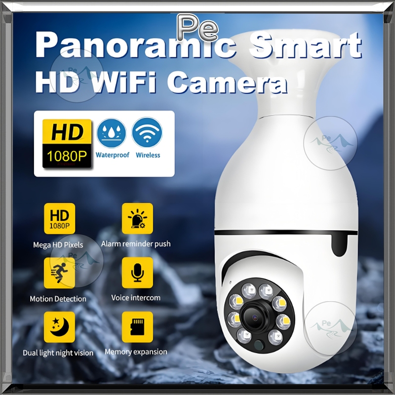 กล้องวงจรปิด CCTVความละเอียดสูง360°อินฟราเรด กล้องรักษาความปลอดภัย Wifi กล้อง IP ระยะไกล กล้องหลอดไฟ