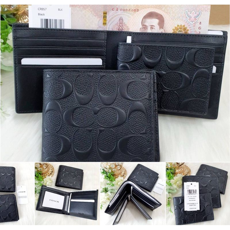 (จัดโปรกี้แถมกล่องให้ค่ะ)กระเป๋าสตางค์ ชาย  แบบหนา แบบมีไส้ COMPACT ID 3 in 1 WALLET IN SIGNATURE CW380 CR905 CR911