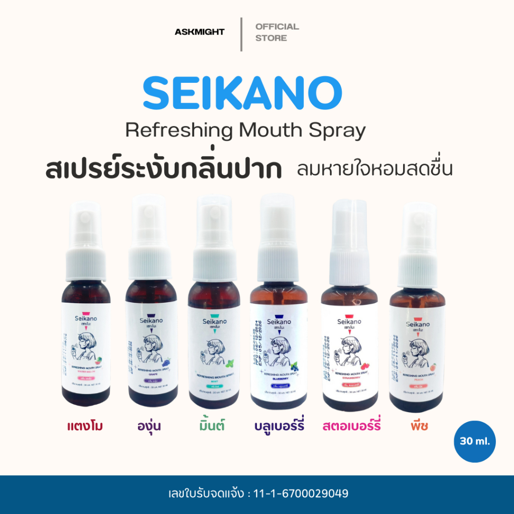 【 1 ฟรี 1 】 Seikano 30 ml สเปรย์ระงับกลิ่นปาก ปากสดชื่น สำหรับผู้ชายและผู้หญิง กลิ่นมินต์