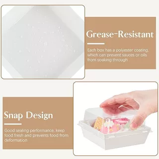 กล่องเค้ก แพค500/400ใบ 2สี (ขาว/น้ำตาล) 4ขนาด! ฝา พลาสติก PET กล่องขนม กล่องแซนวิช กล่องเค้กฝาใส