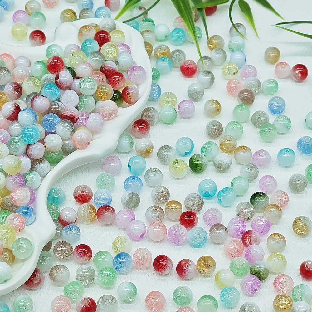 ลูกปัดแก้ว 8 มิล โทนปัดแตก แพ็ค 50 เม็ด ร้อยกำไล ร้อบลูกปัด งานDIY