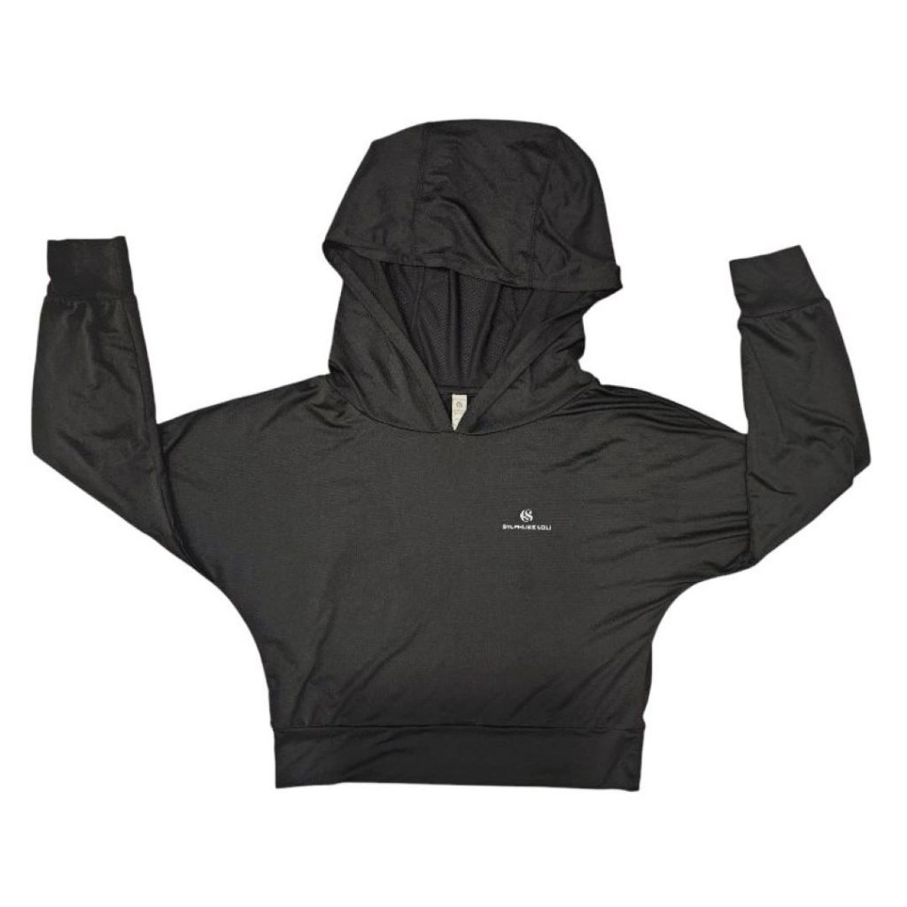 Clearance Saleมือสอง เสื้อคลุม เสื้อออกกำลังกาย เสื้อแขนยาวมีฮู้ด สีดำ SIZE : M (160/84A)