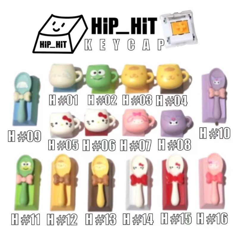 KEYCAP คีย์แคป ลาย ชุดช้อนแก้วการ์ตูนที่ชอบ ตกแต่งคีย์บอร์ด ปุ่ม+