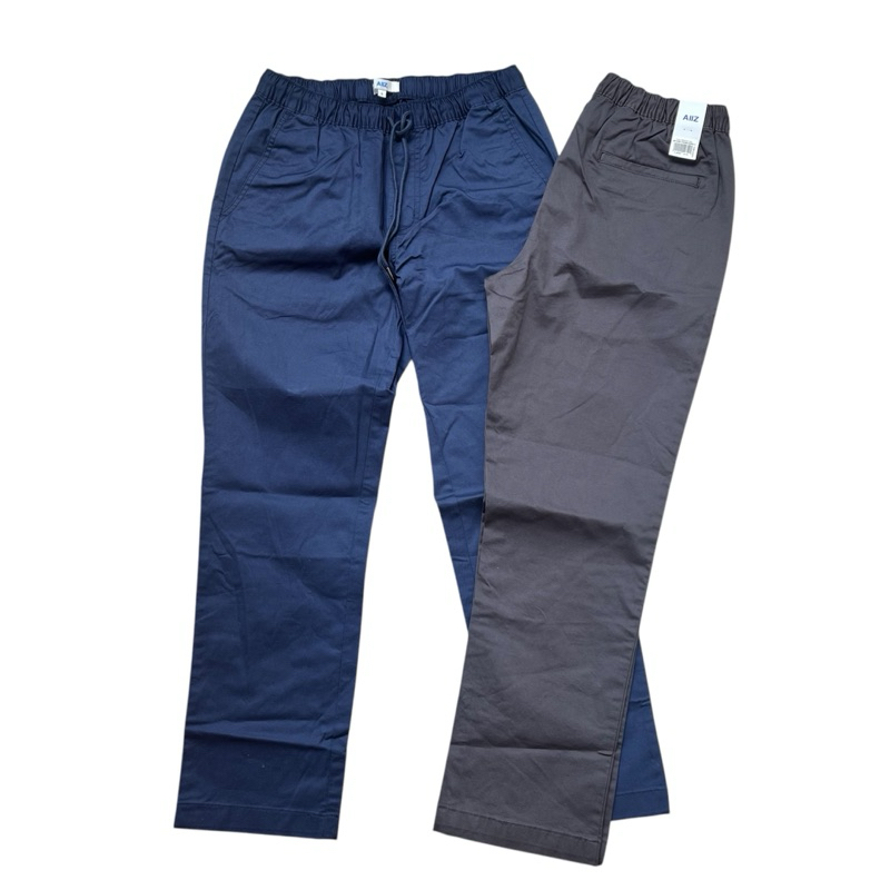 AIIZ กางเกงขายาวผู้ชาย เอวสายปรับได้ ทรงจ๊อคเกอร์ ผ้าคอตตอนสแปนเด็กซ์ เอวสายผูกปรับได้